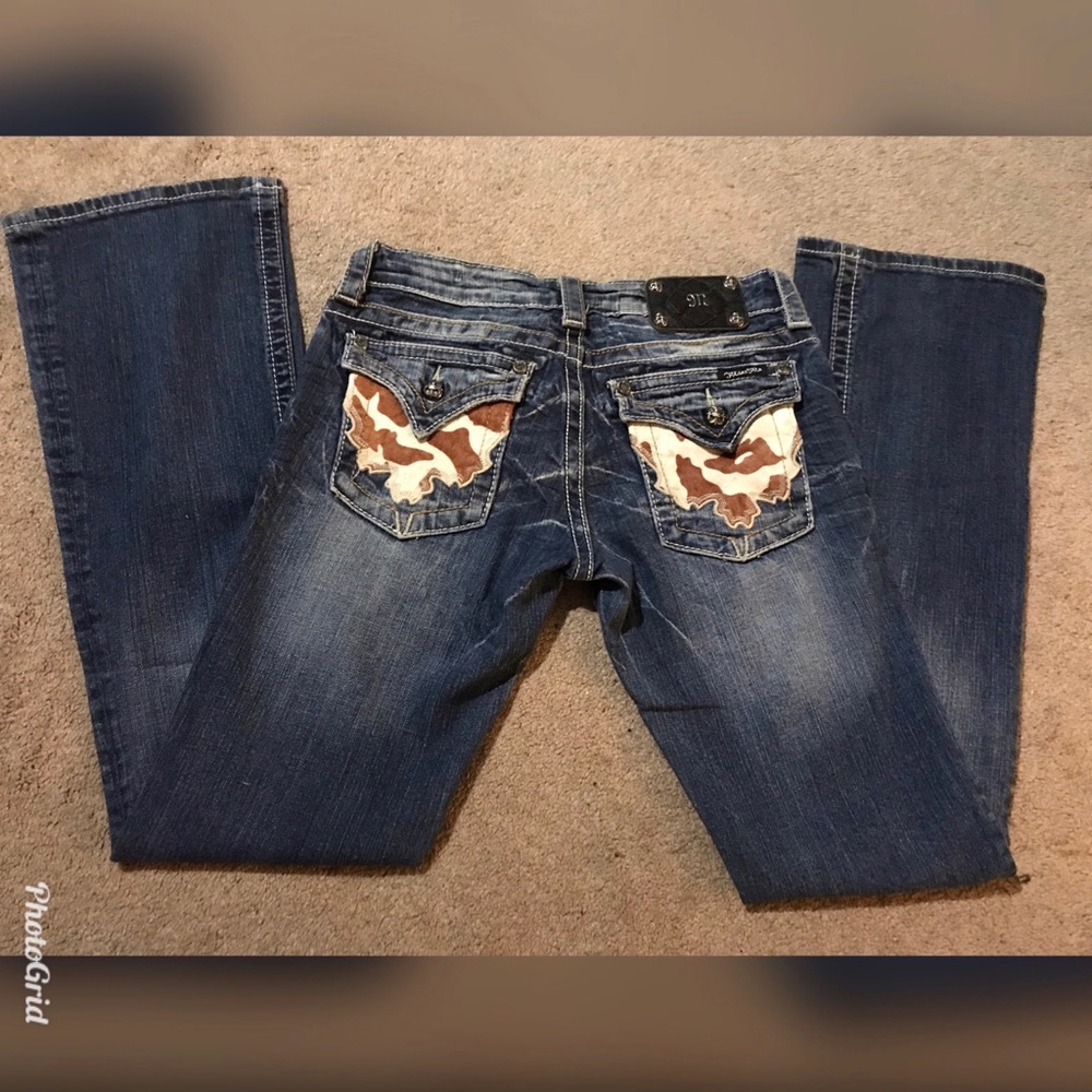 Miss Me Bootcut Cowhide Jeans Size 27 Inseam 32”